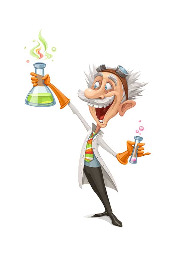 Fun cartoon image of a mad scientist